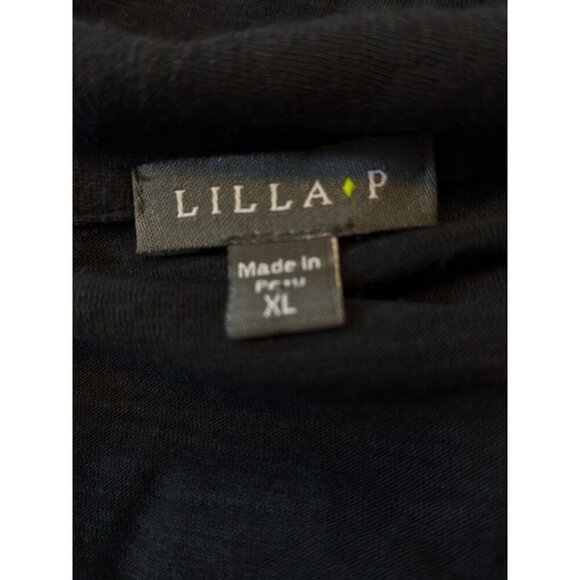 Womens XL Shirt Dress Black Sleeveless Knee Length Pima Cotton Blend Lilla P - Picture 6 of 7